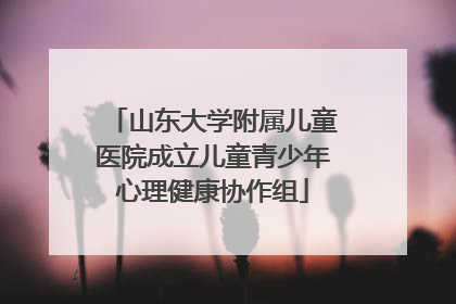 山东大学附属儿童医院成立儿童青少年心理健康协作组